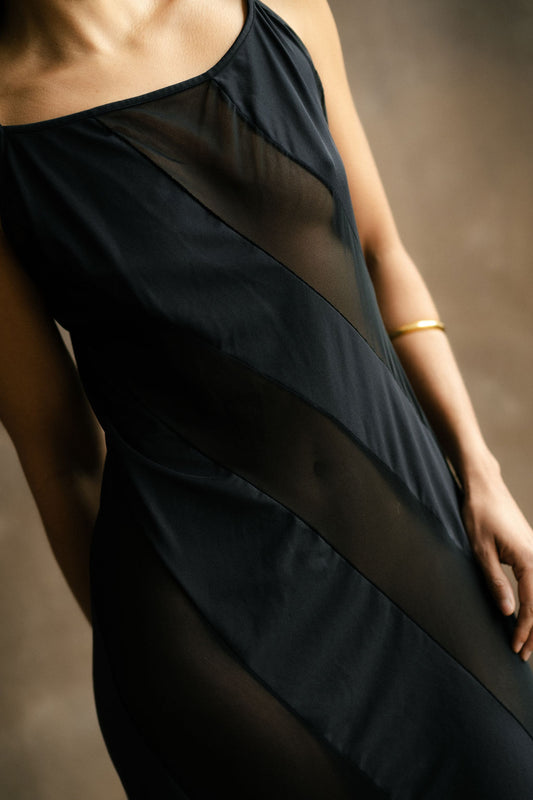 Frederick's of Hollywood sheer strip gown