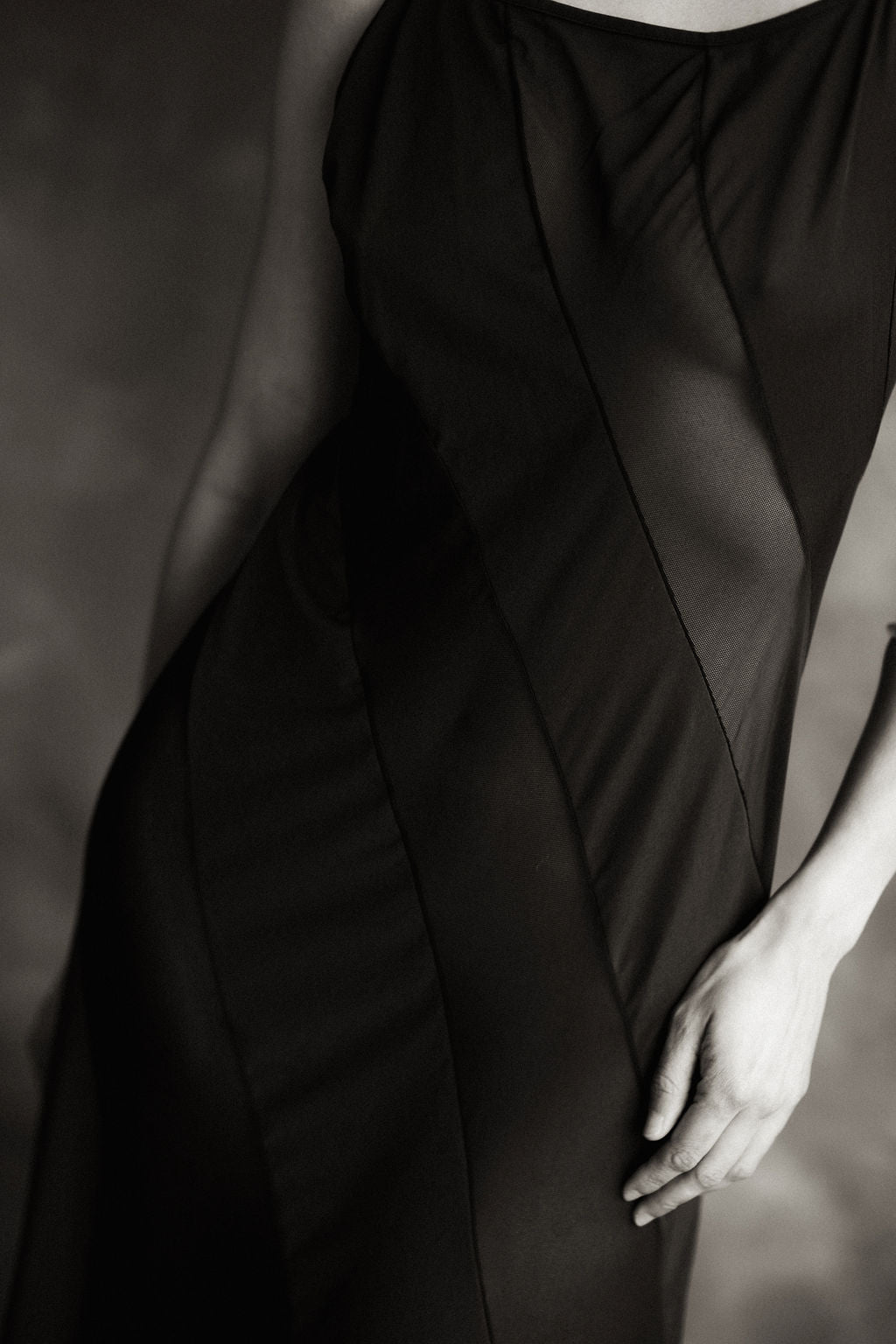 Frederick's of Hollywood sheer strip gown