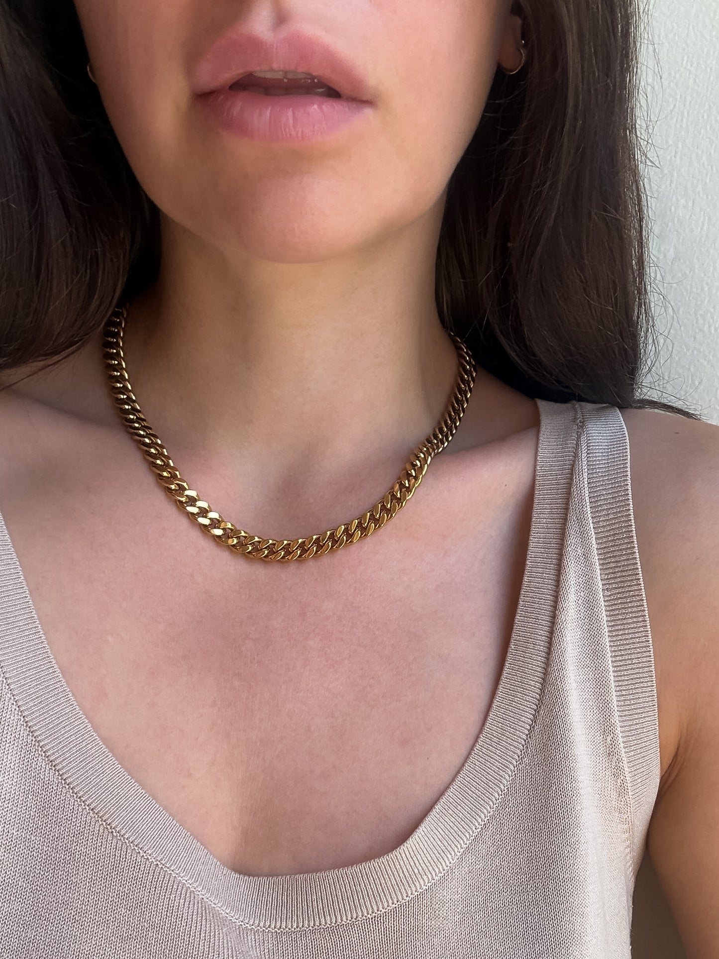 Gold Curb Chain Necklace