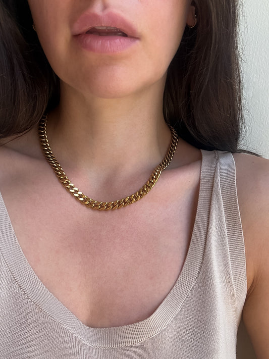 Gold Curb Chain Necklace