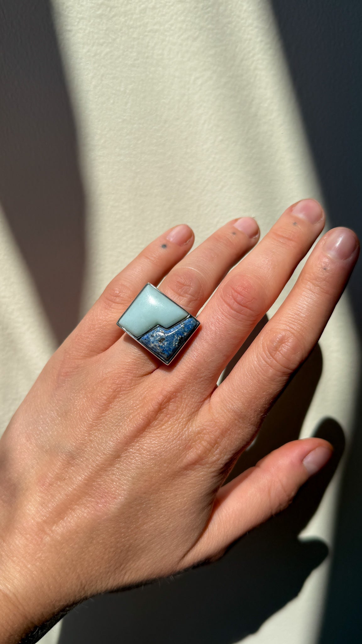 Lapis & larimar sterling ring