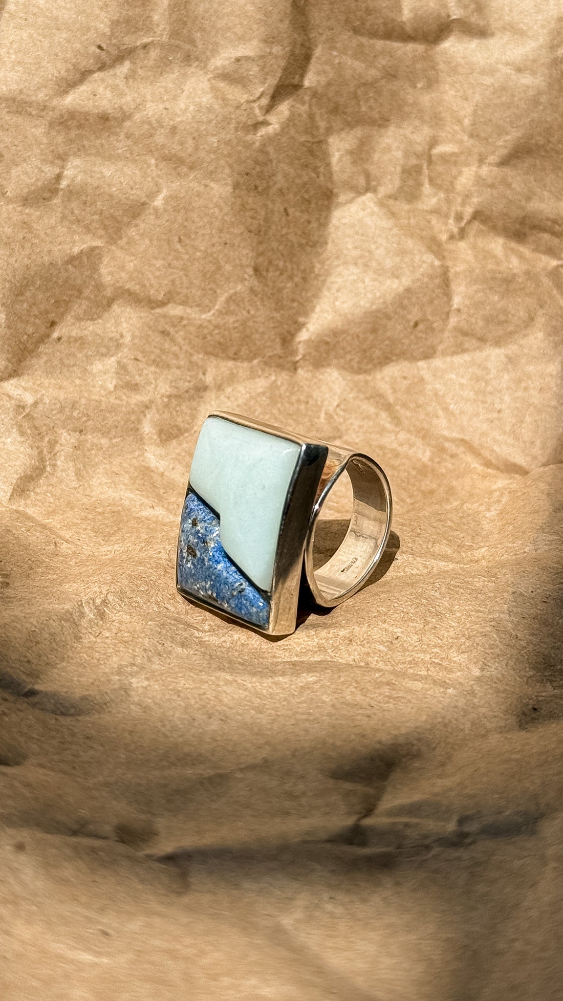 Lapis & larimar sterling ring