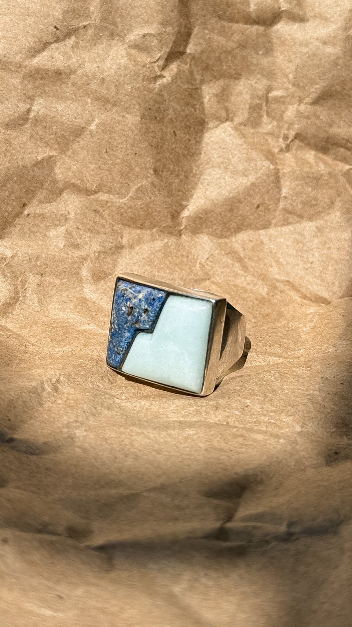 Lapis & larimar sterling ring