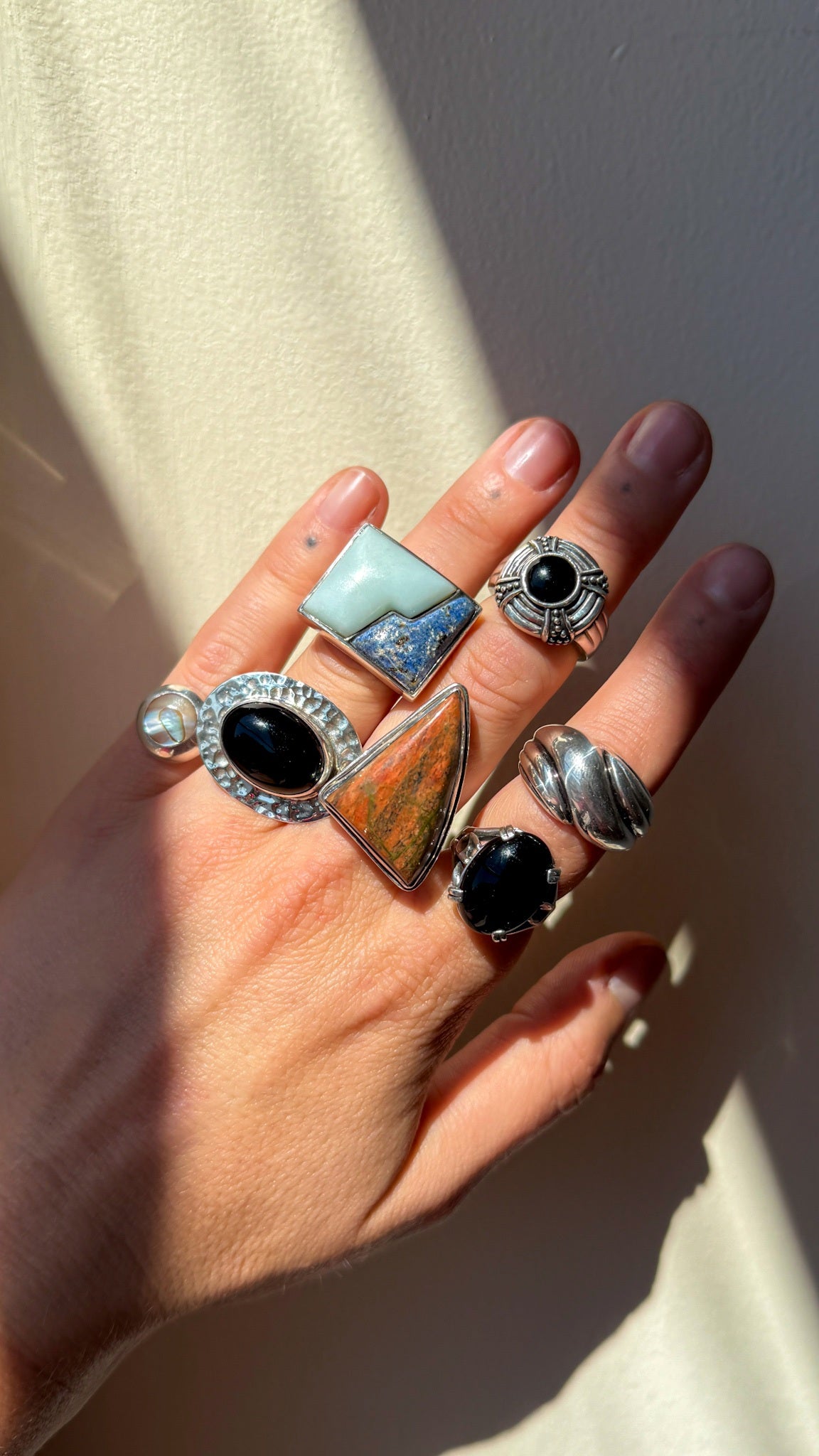 Sterling silver & abalone ring