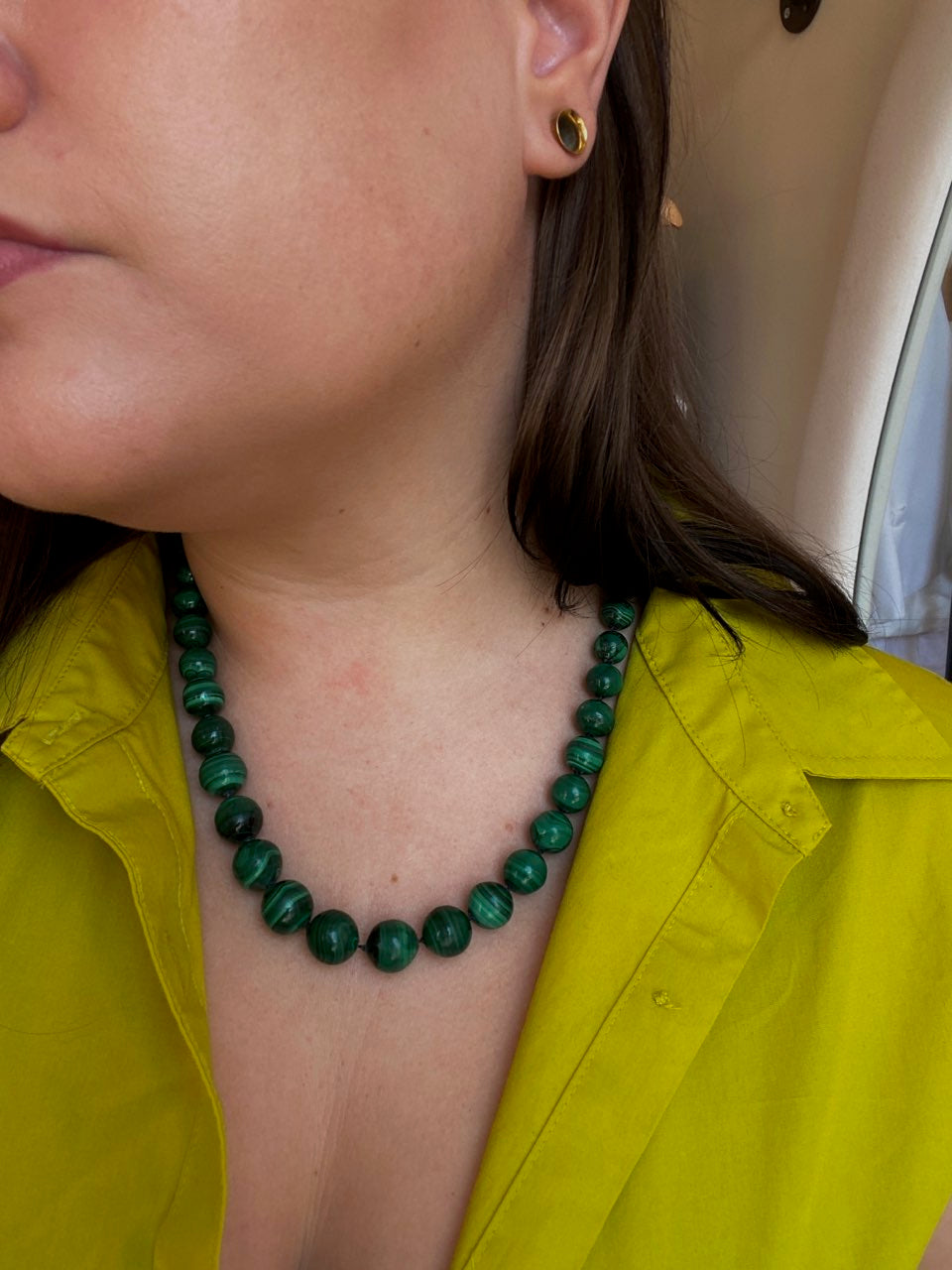 Malachite green beaded necklace