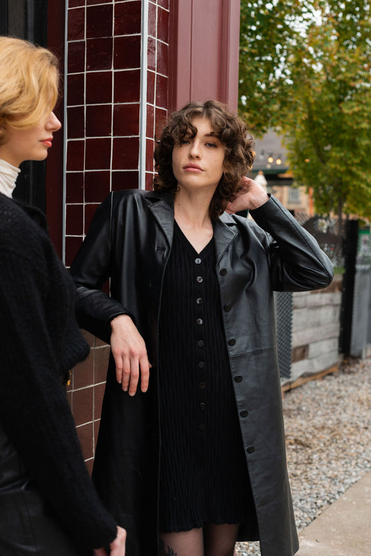 Carole Little black ribbed cardigan tunic/dress