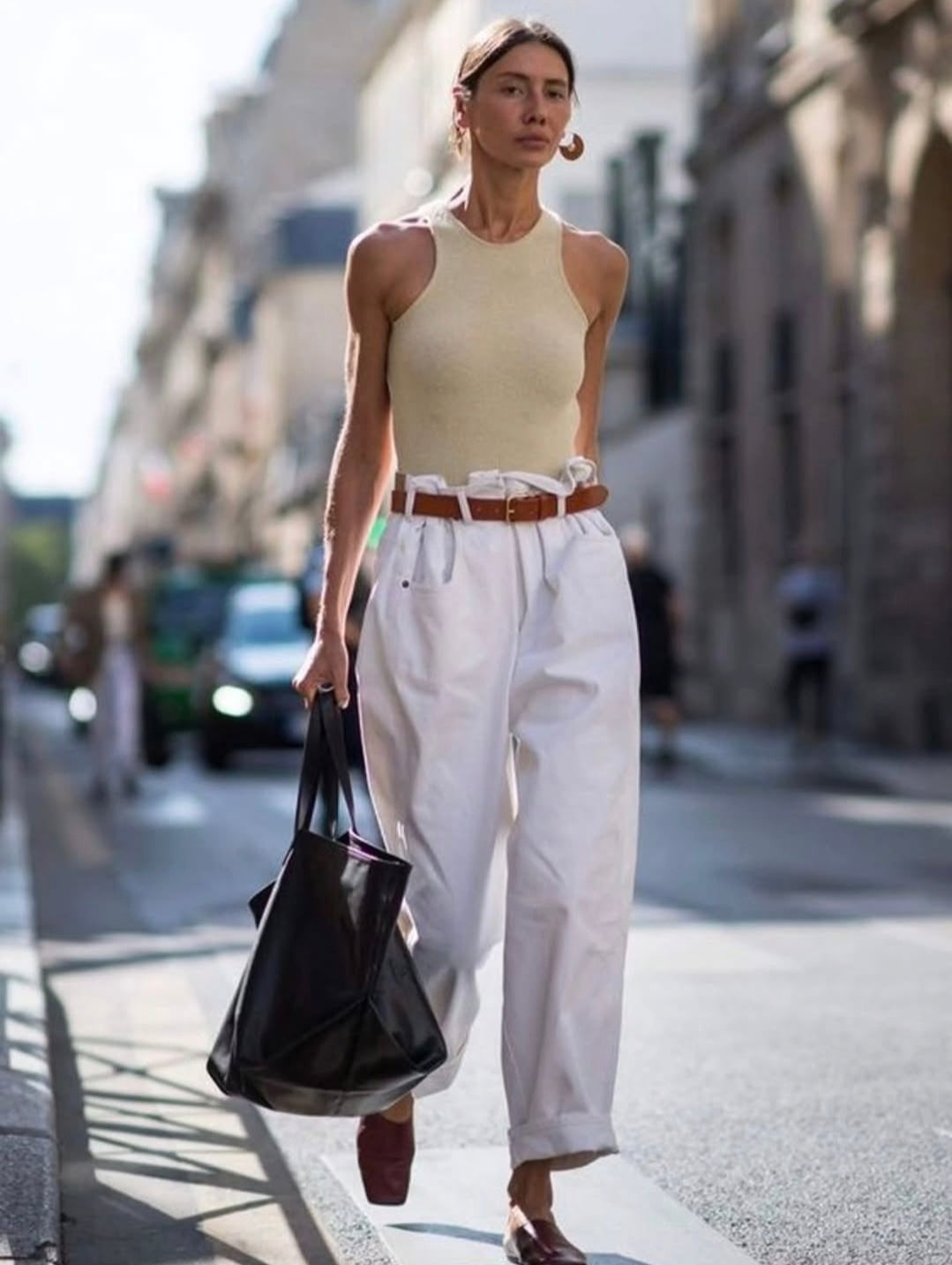 Forenza white paper bag waist pants