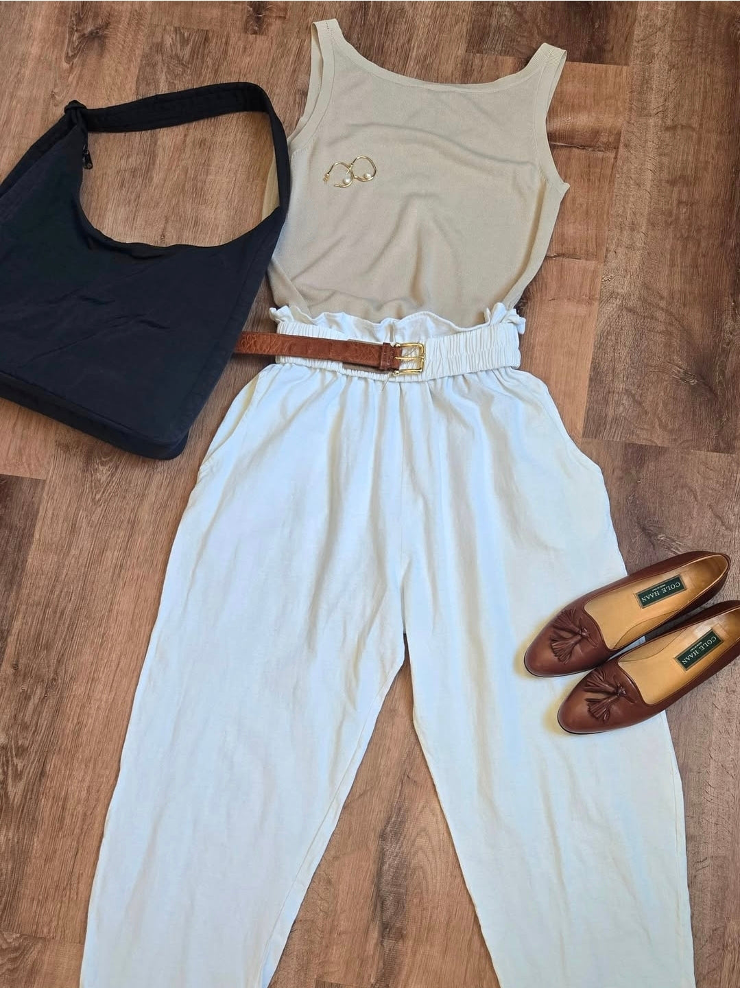 Forenza white paper bag waist pants
