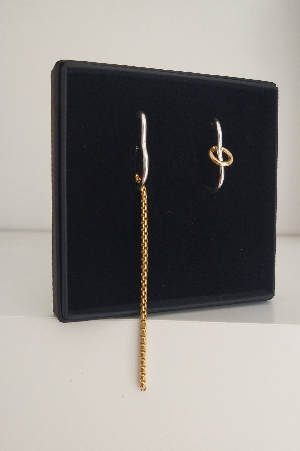 Modern sterling silver earrings, Mira earrings, bicolor