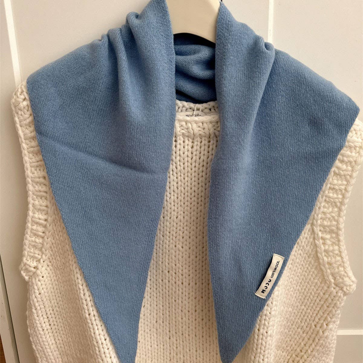 Wool Knit Triangle Scarf - assorted colors
