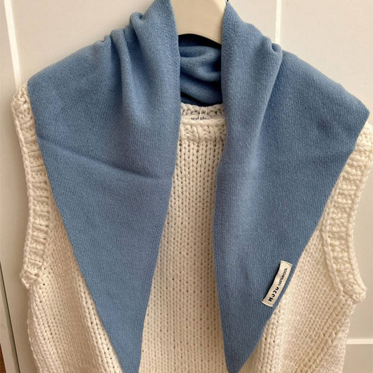 Wool Knit Triangle Scarf - assorted colors