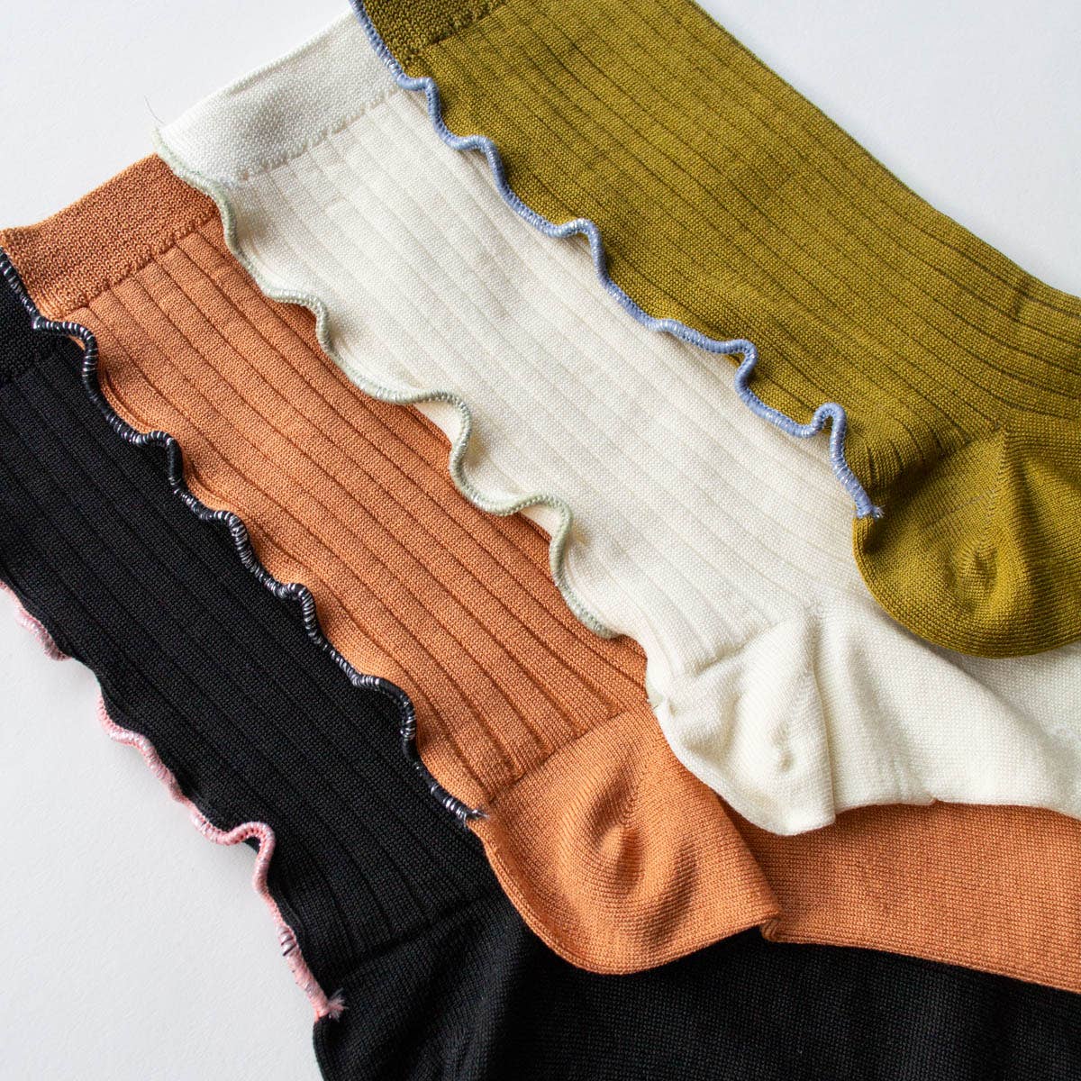 Merrow Stitch Socks: Ivory