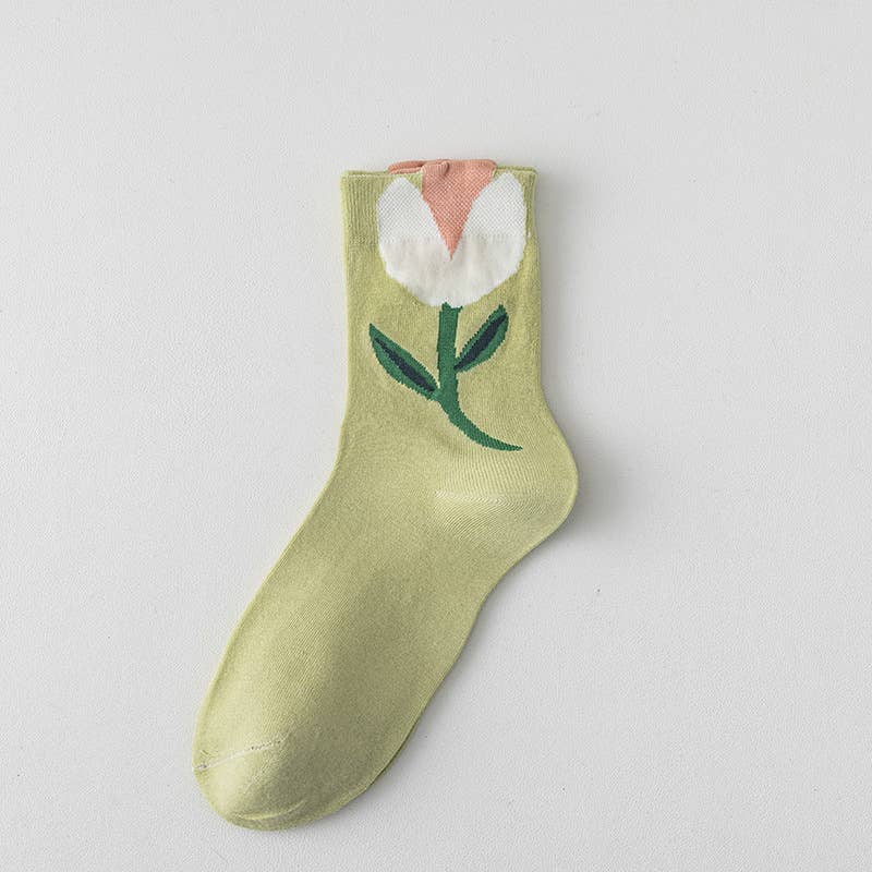 Solid flower-top socks