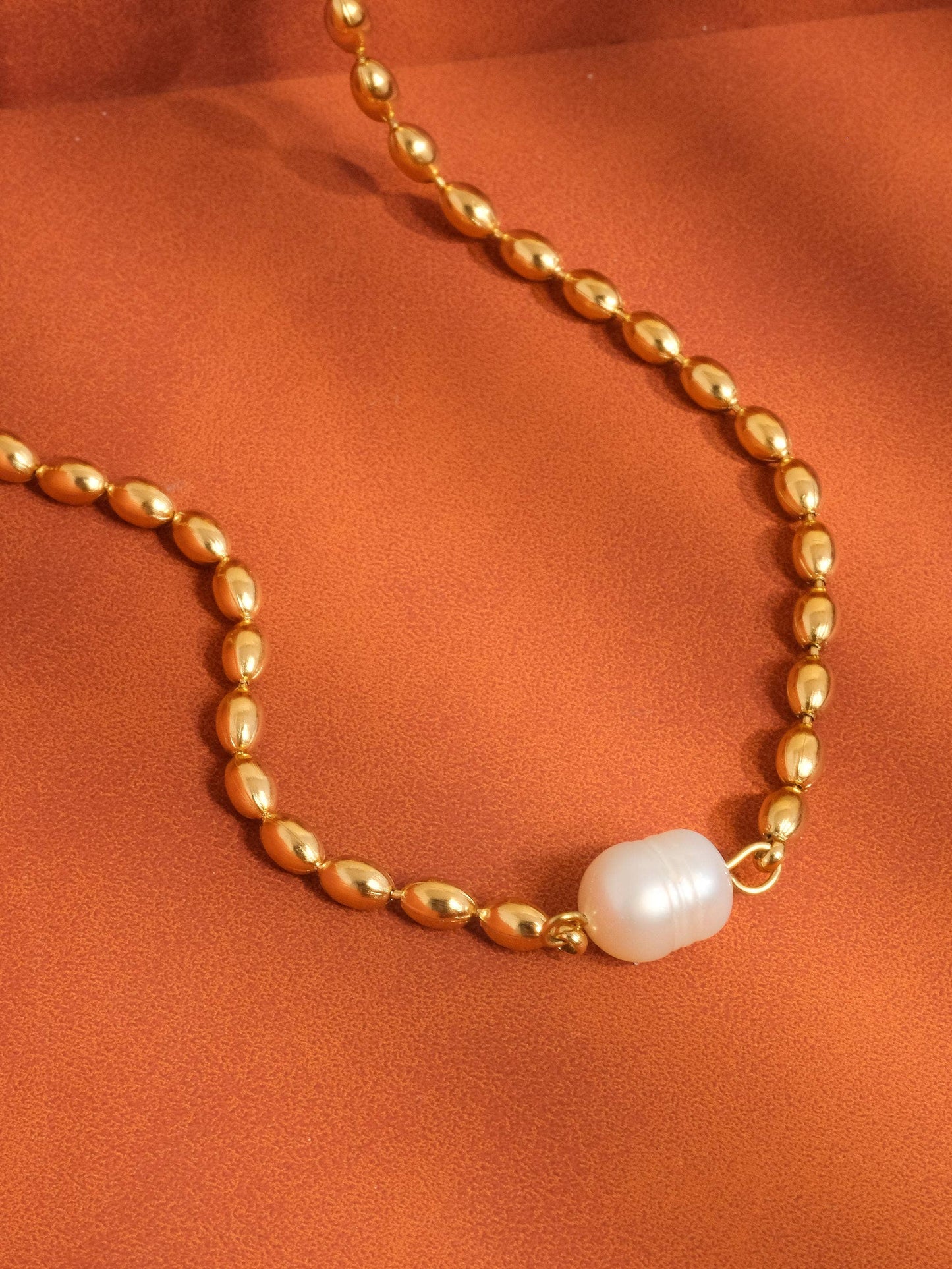 Vigne gold pearl ball chain necklace