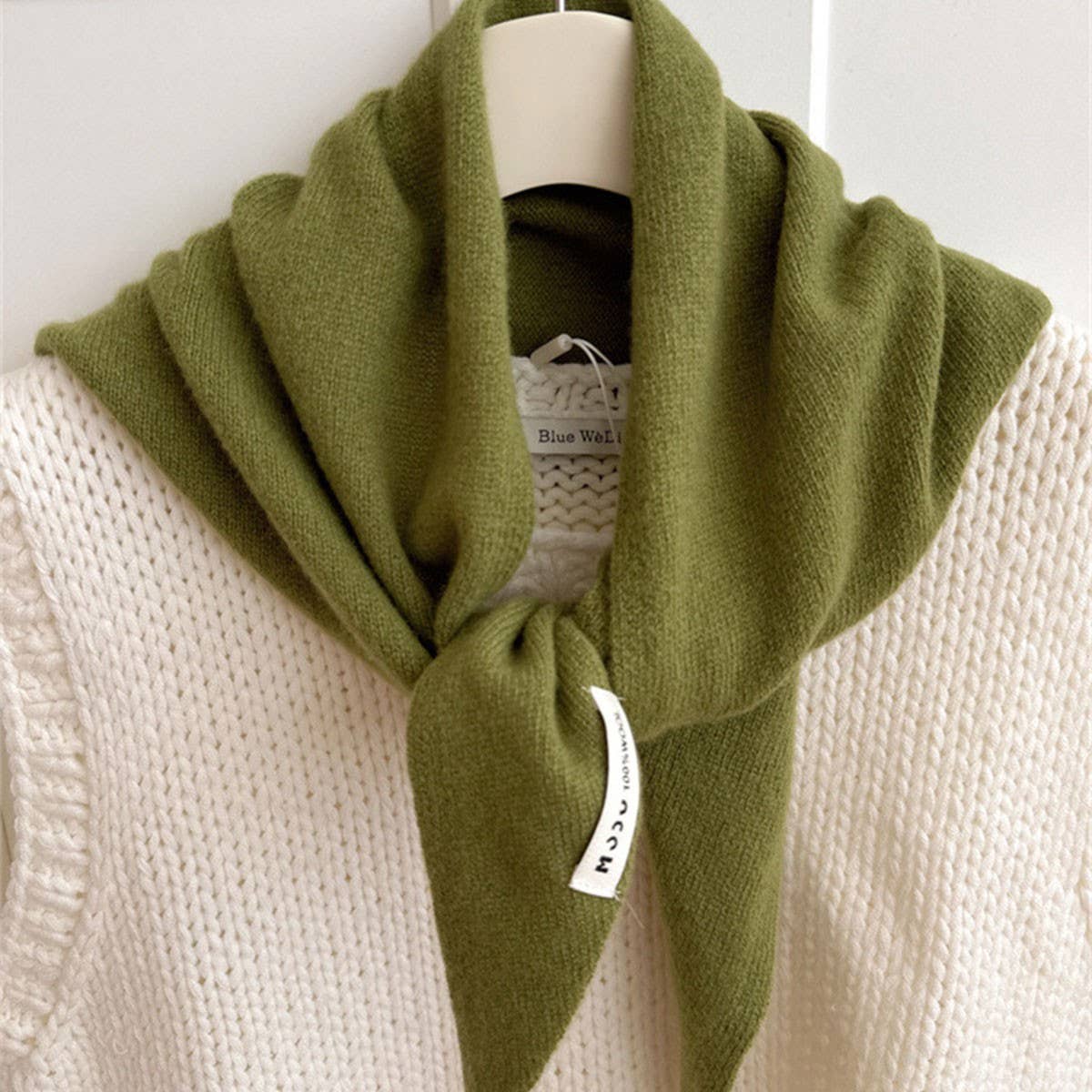 Wool Knit Triangle Scarf - assorted colors