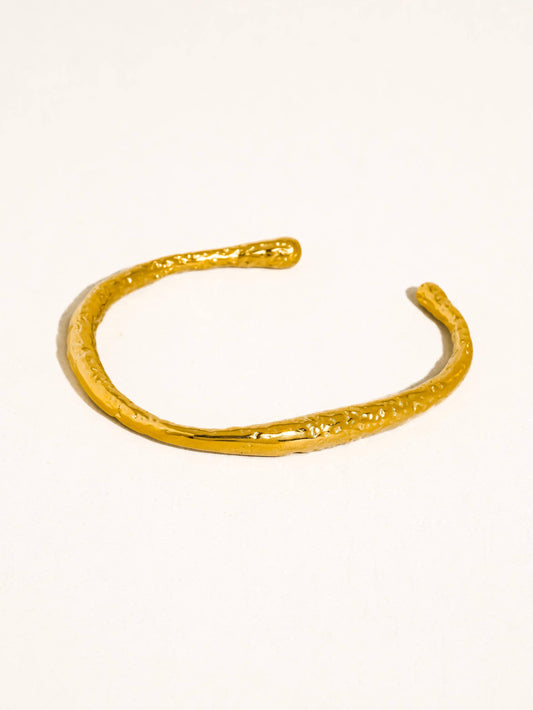 Gold Textured Open Cuff Bracelet