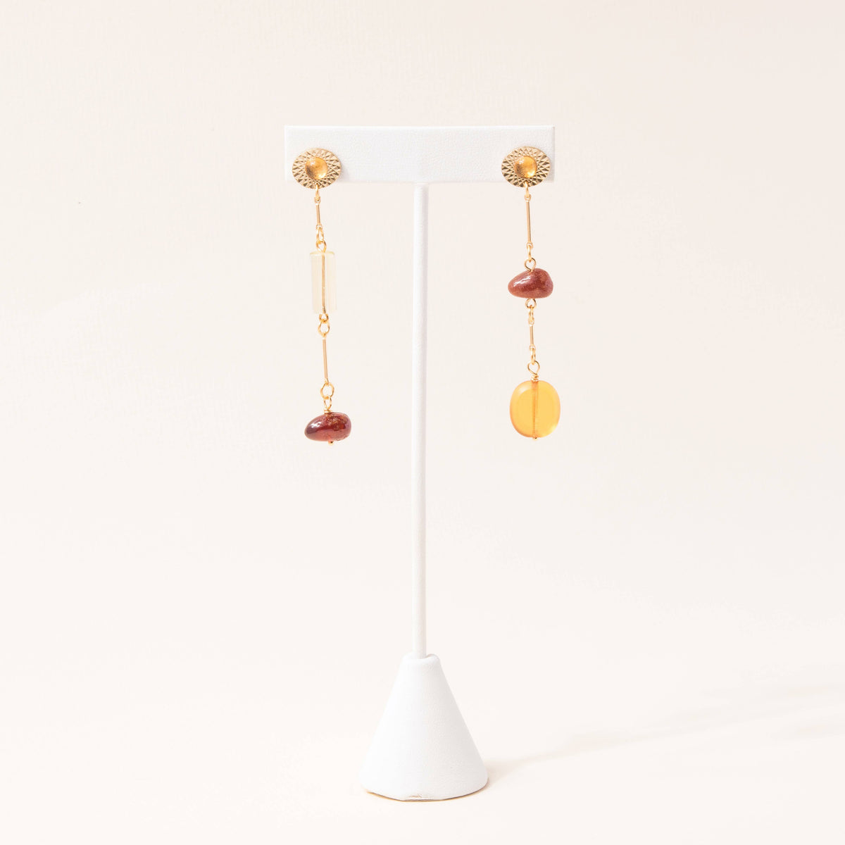 Garnet Mismatched Composition Earrings
