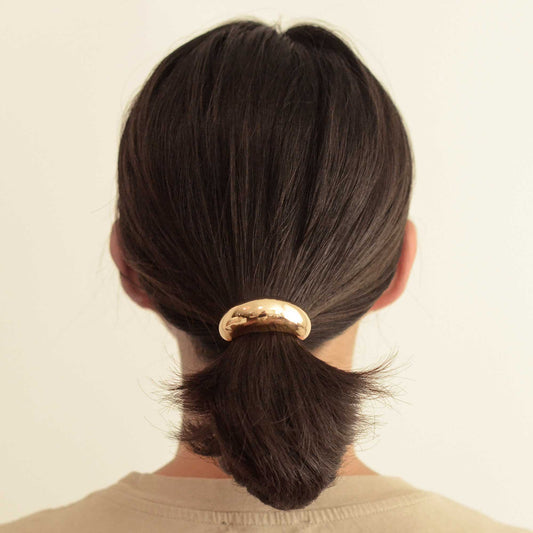 Narrow Crescent Metal Cuff Hair Tie | Gold