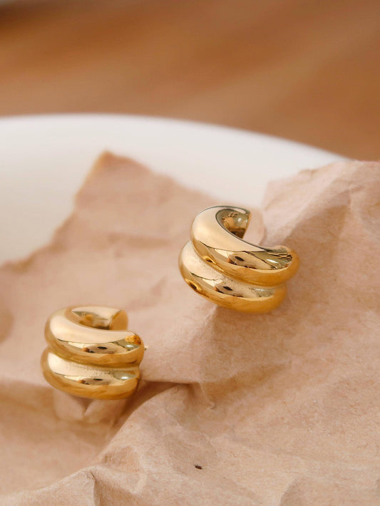Emma Double Hoop Earring: Yellow Gold