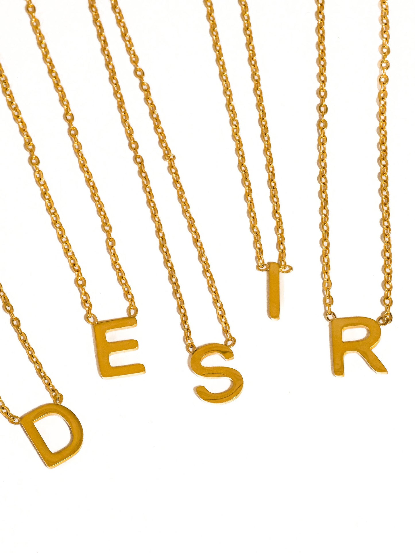 Desir gold petite initial necklace