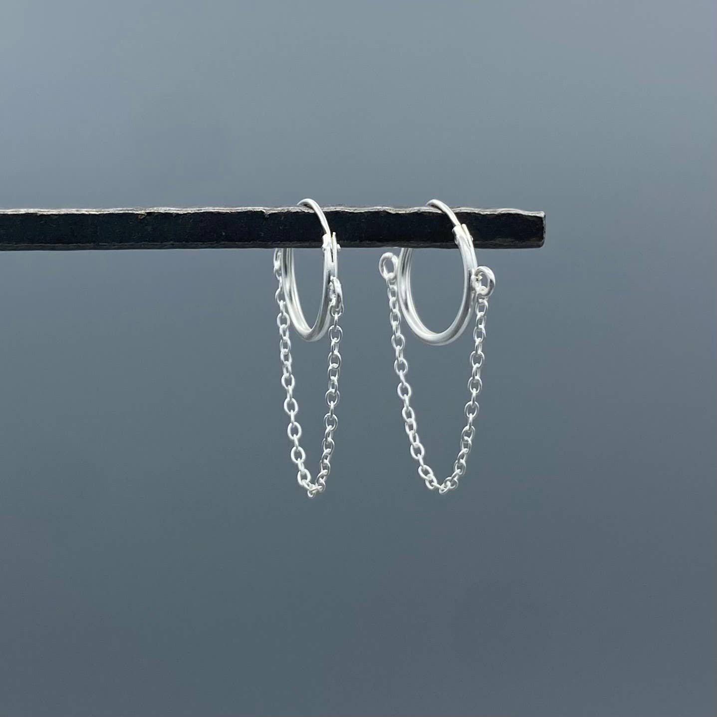 Dangle Chain Endless Hoops: Sterling Silver