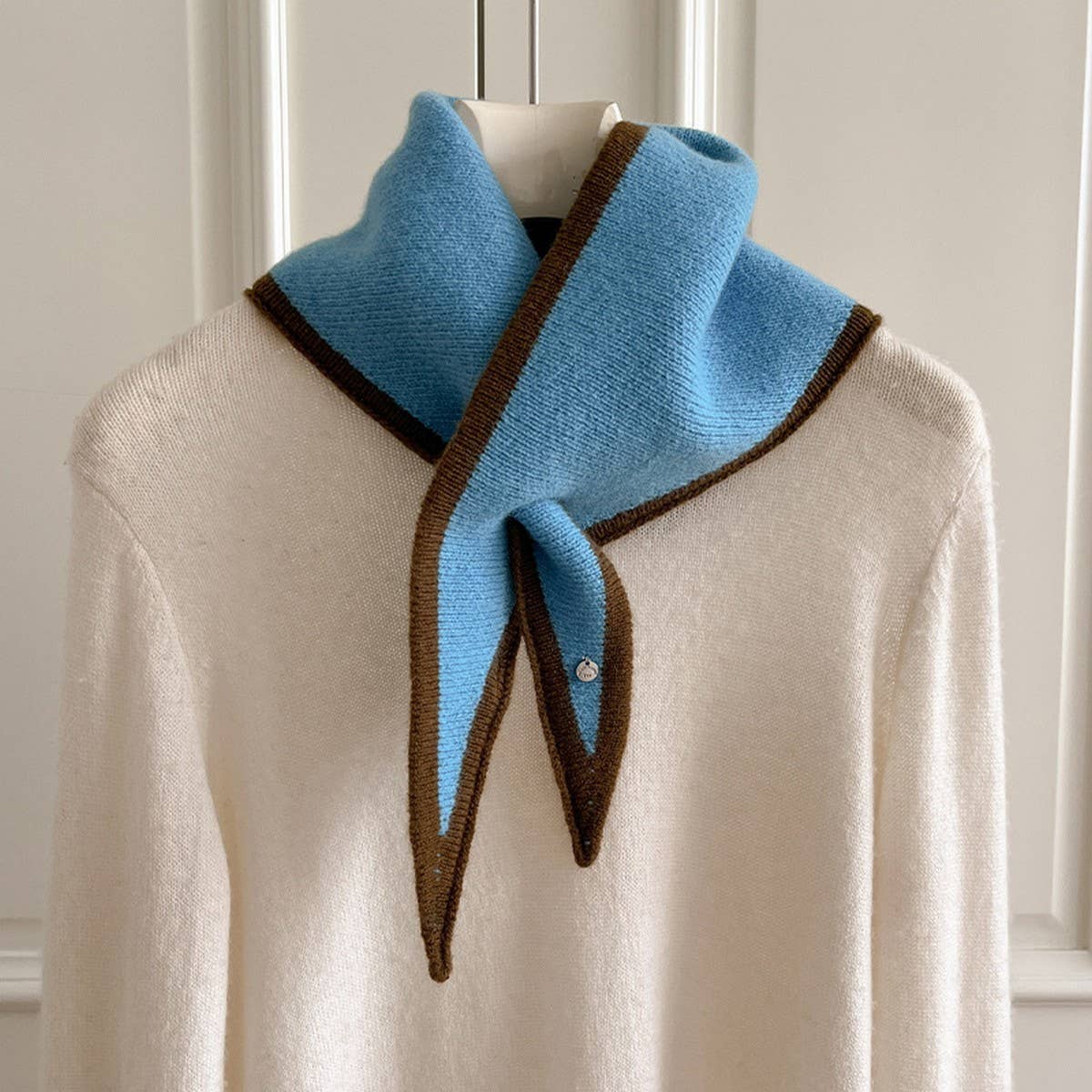 Colorblock Wool Knit Pull-Through Scarf - assorted colors