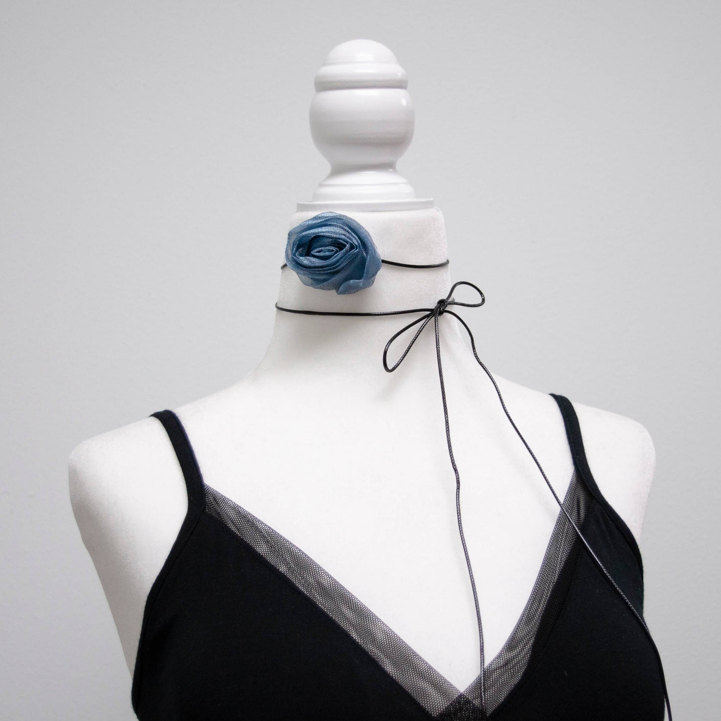 Handmade Tight Tulle Flower Choker in White