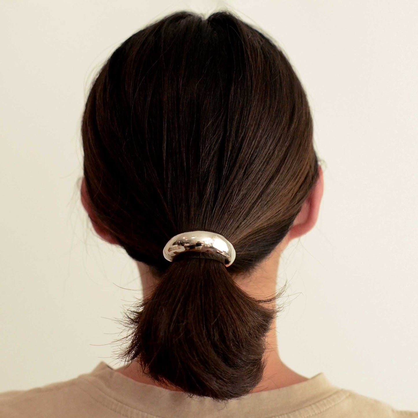Narrow Crescent Metal Cuff Hair Tie | Silver