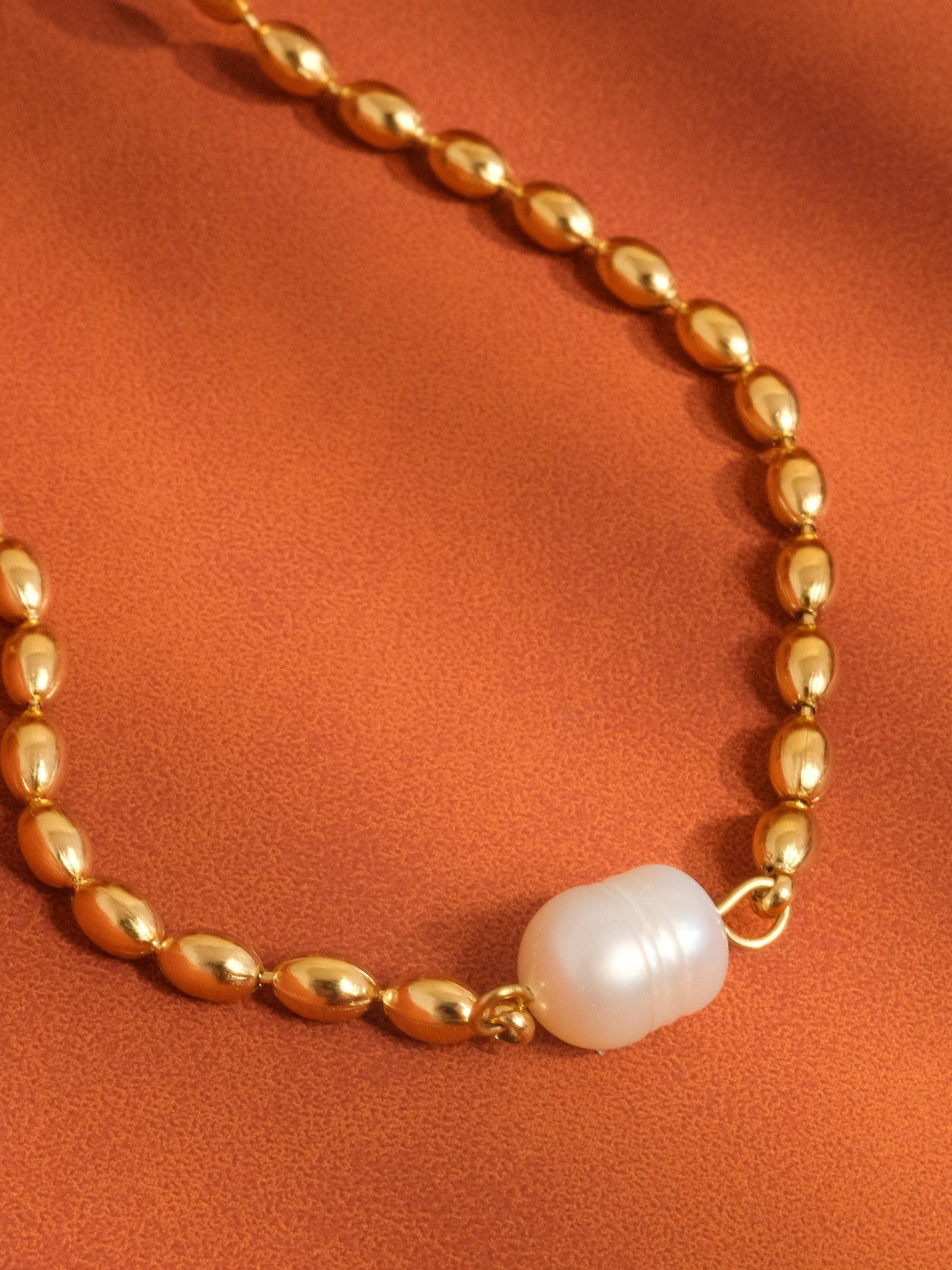 Vigne gold pearl ball chain necklace