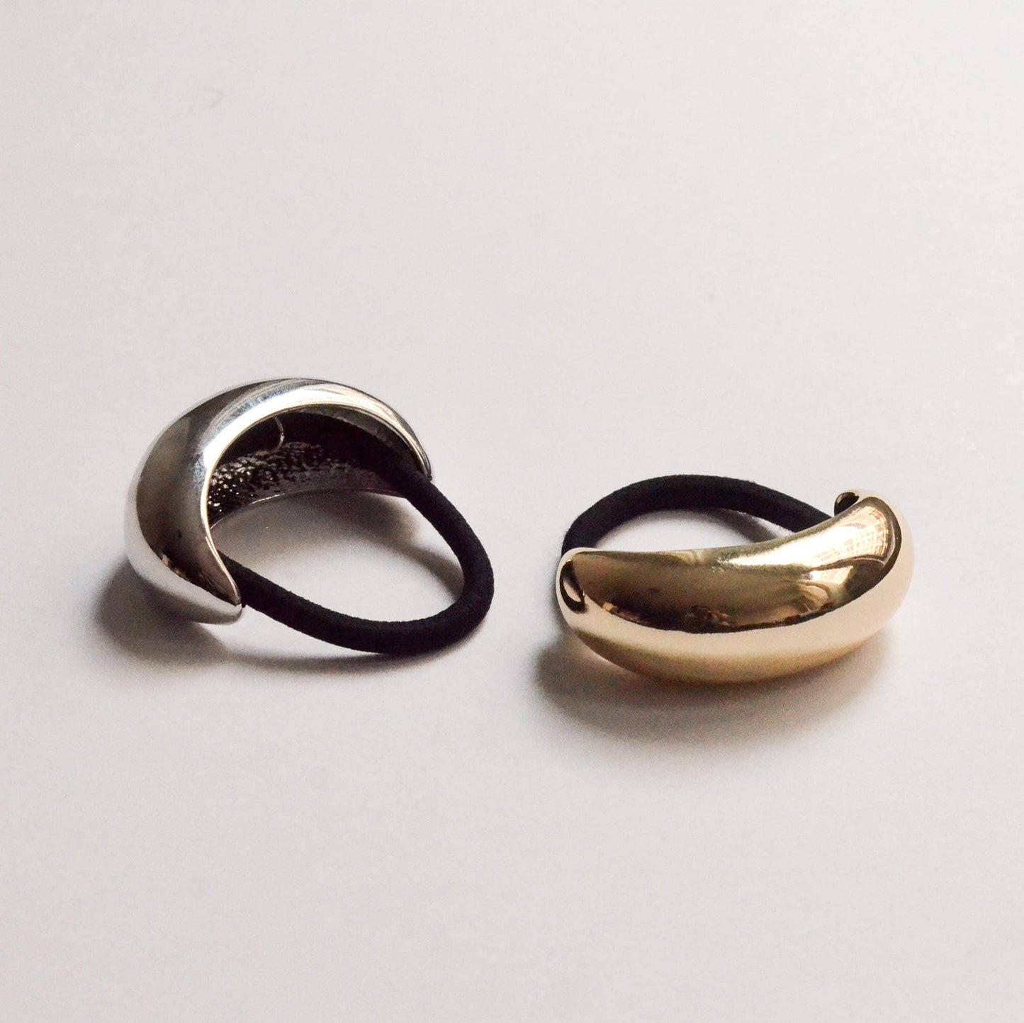 Wide Crescent Metal Ponytail Hair Tie | Gold