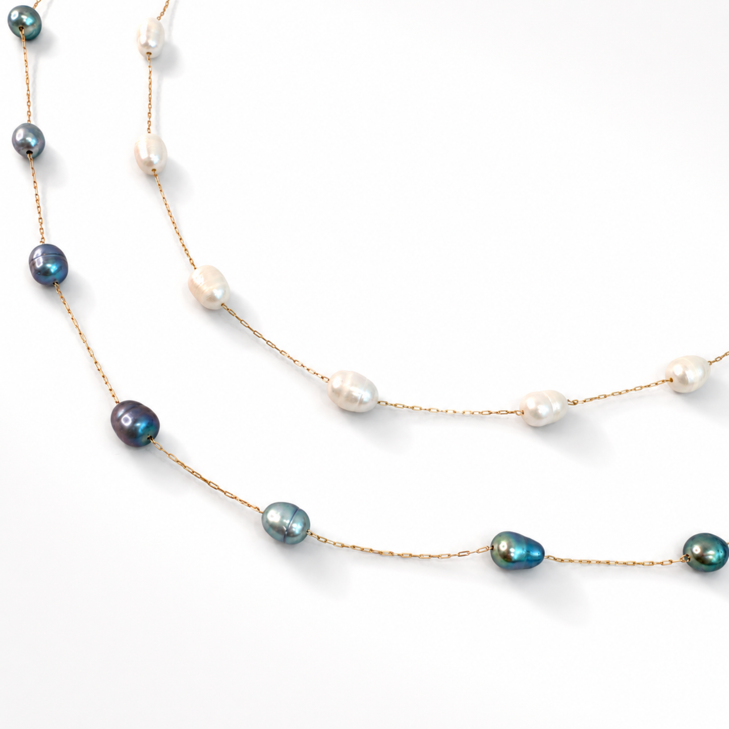 Esther Freshwater Pearl Station Necklace: Cream