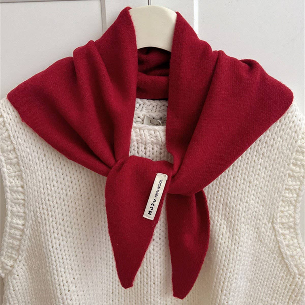 Wool Knit Triangle Scarf - assorted colors