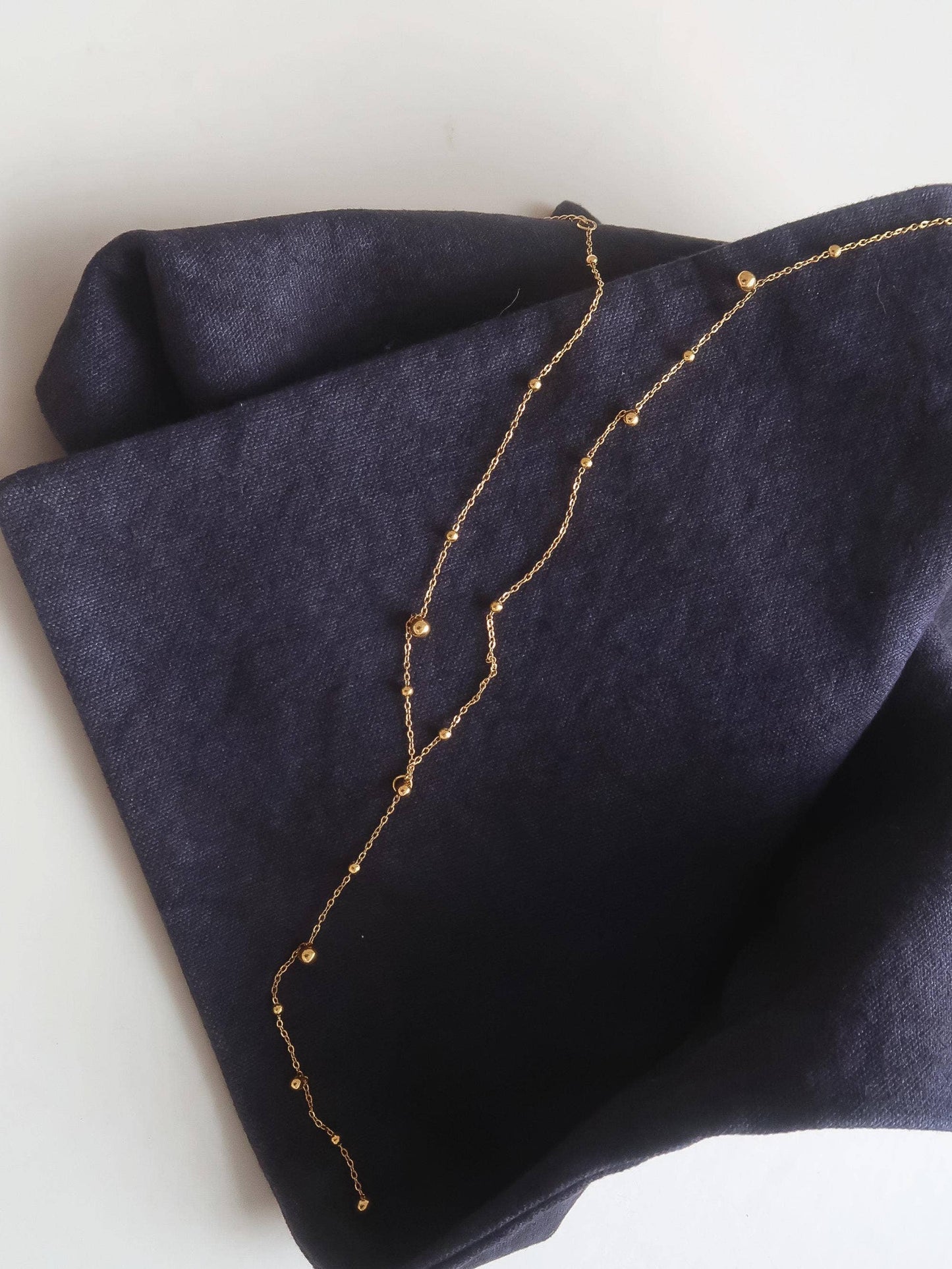 Brisse Gold Beaded Y Lariat Necklace