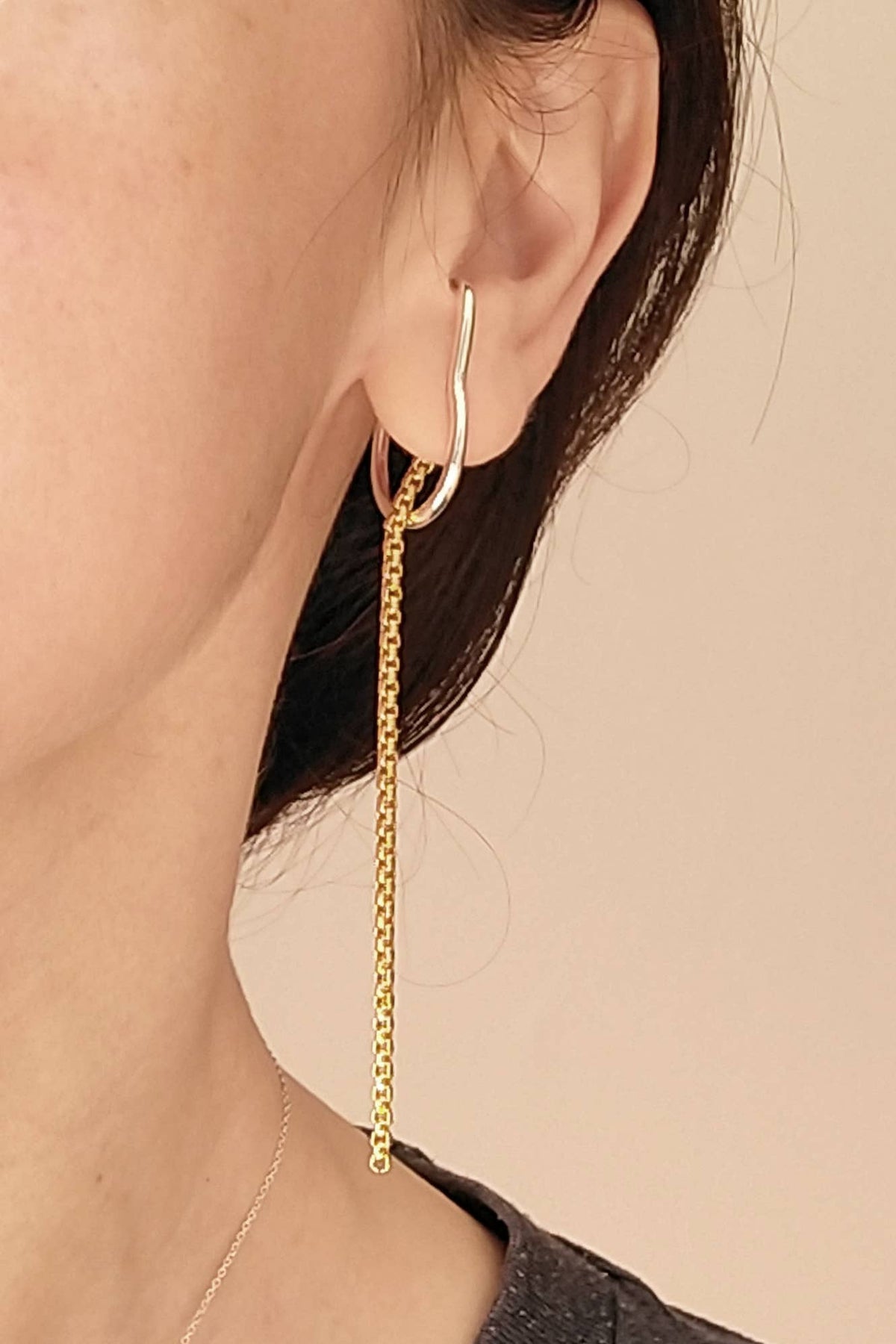 Modern sterling silver earrings, Mira earrings, bicolor