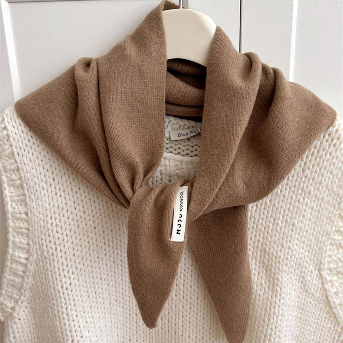 Wool Knit Triangle Scarf - assorted colors