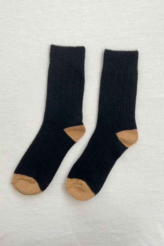 Le Bon Shoppe cashmere socks - black & oat