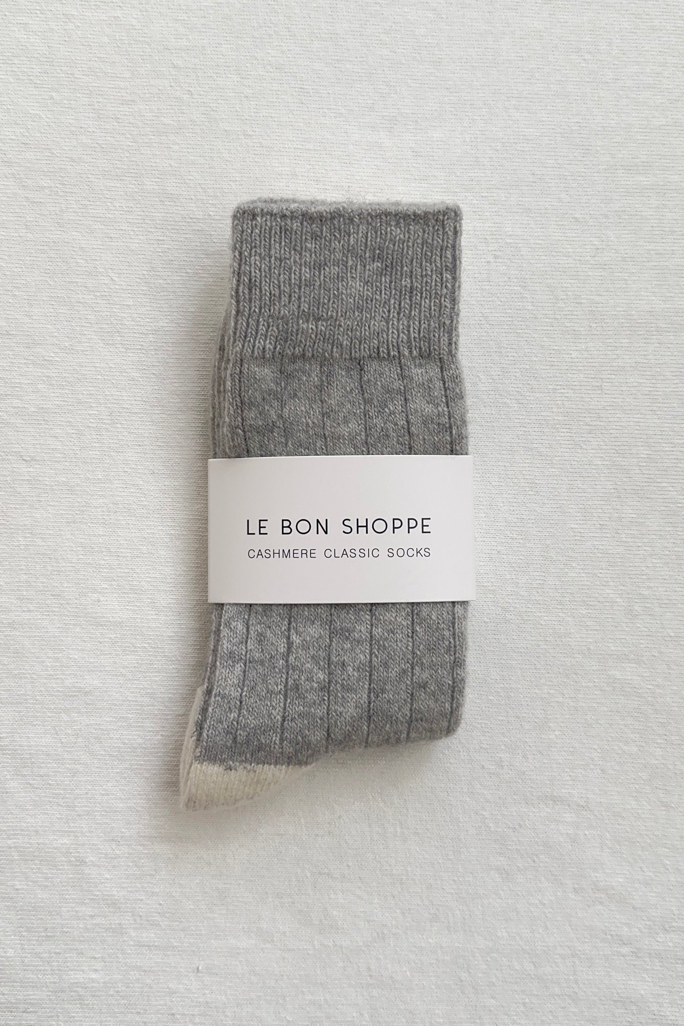 Le Bon Shoppe cashmere socks - grey melange & cream